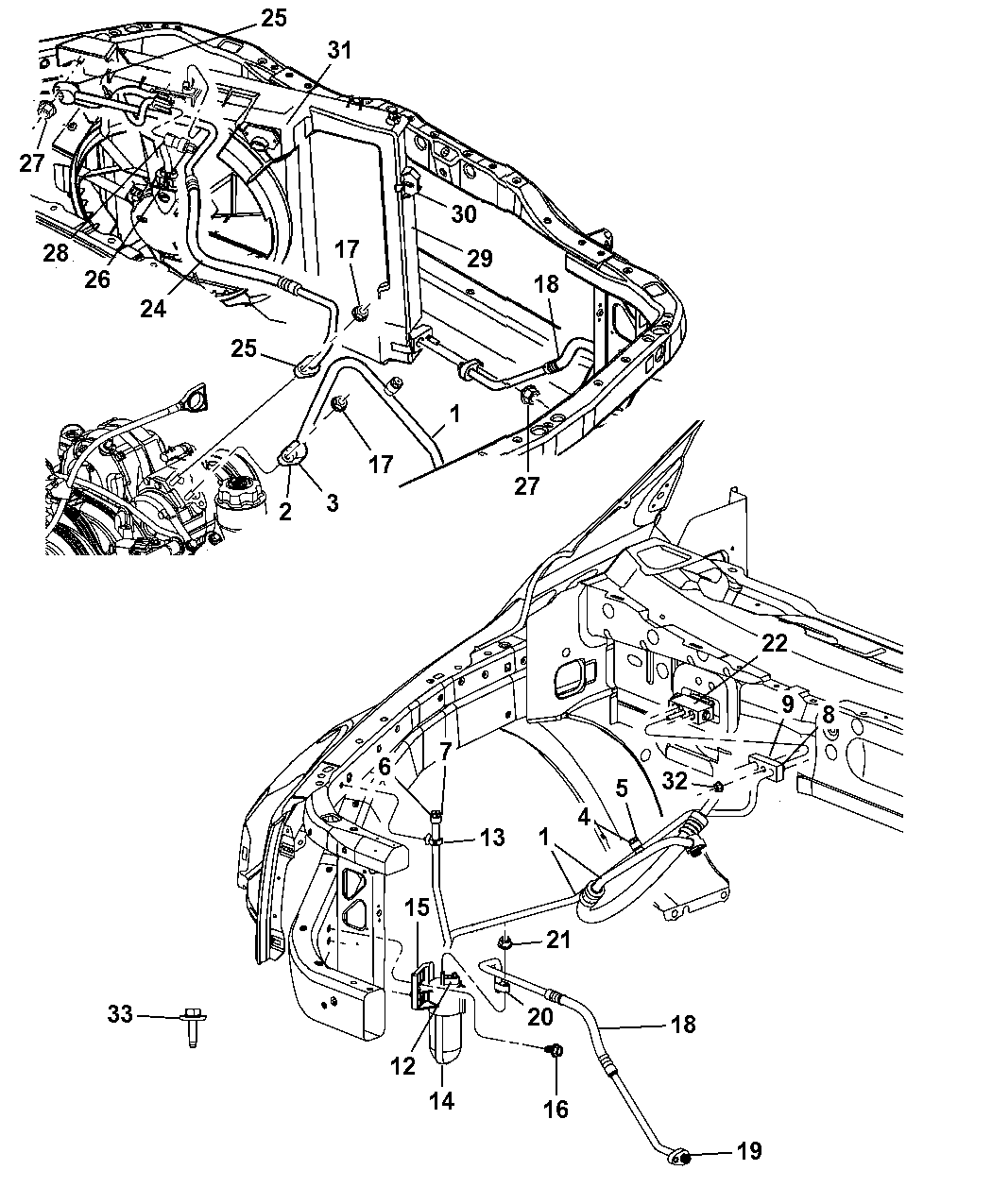 2008 Chrysler Aspen A/C Plumbing Front