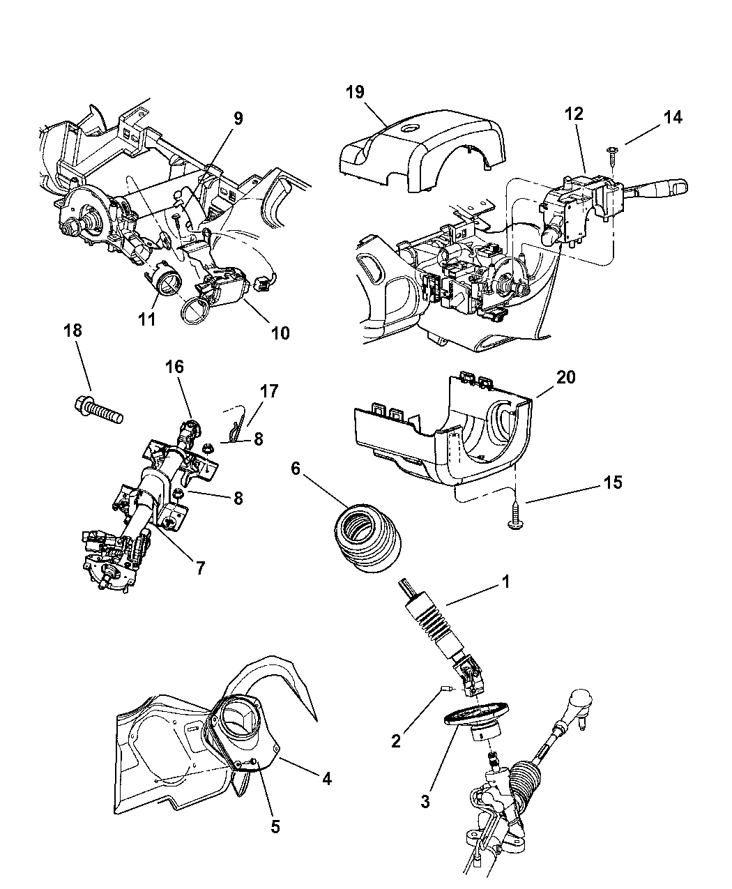 2000 Dodge Neon Column, Steering, Upper And Lower