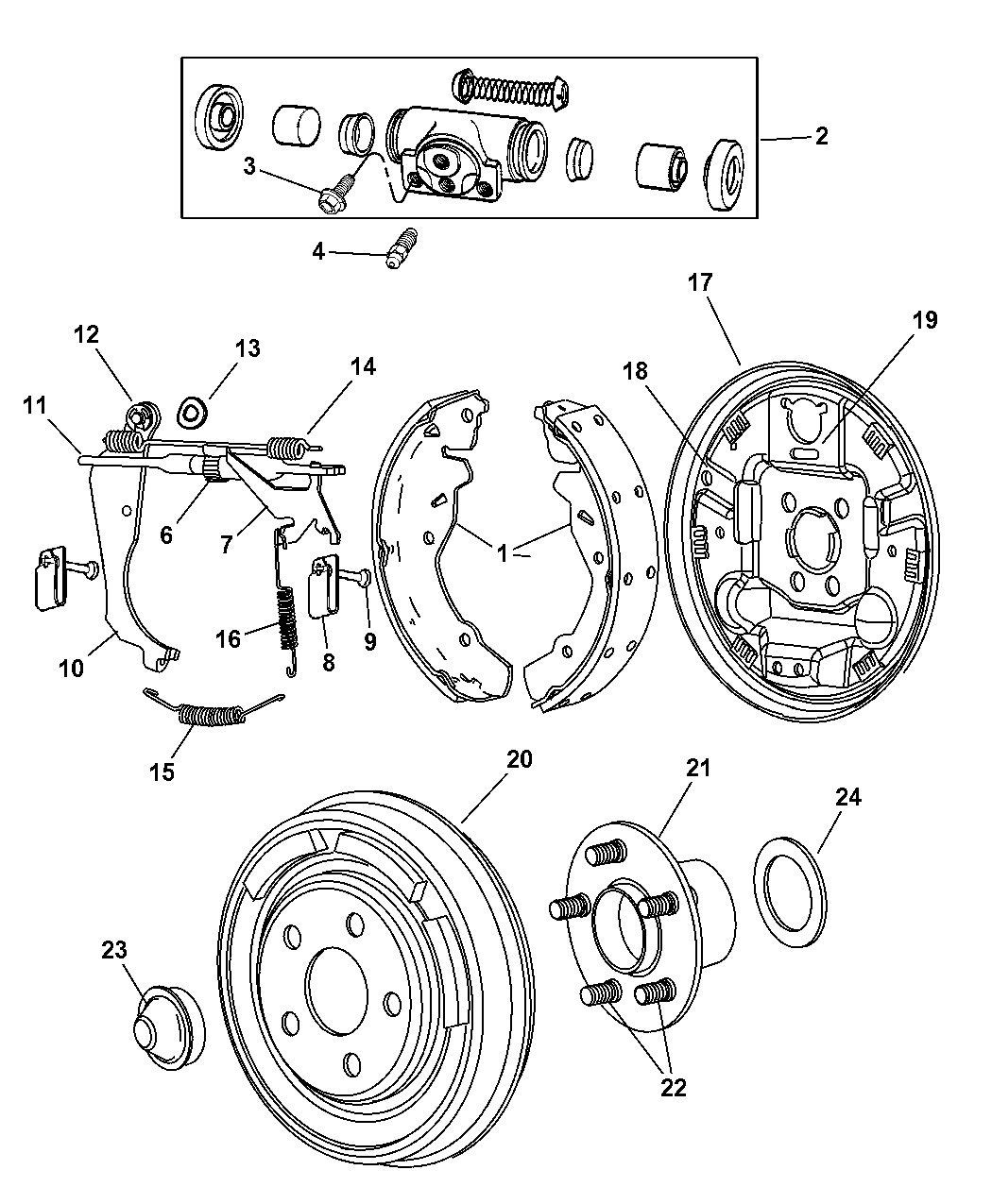 2000 dodge neon drum brake diagram