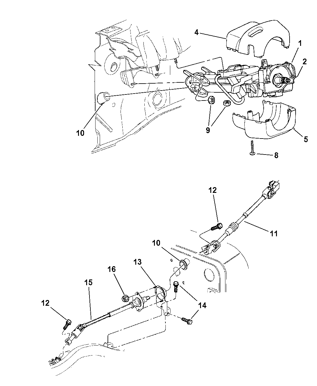 1999 Jeep Wrangler Column, Steering Upper And Lower