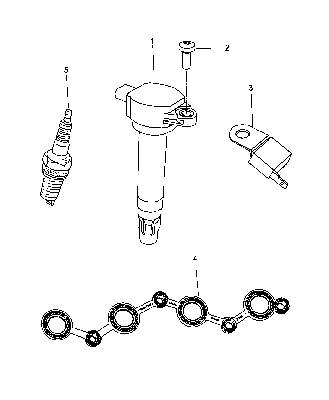 2008 Dodge Caliber Spark Plugs, Ignition Wires, Ignition Coil