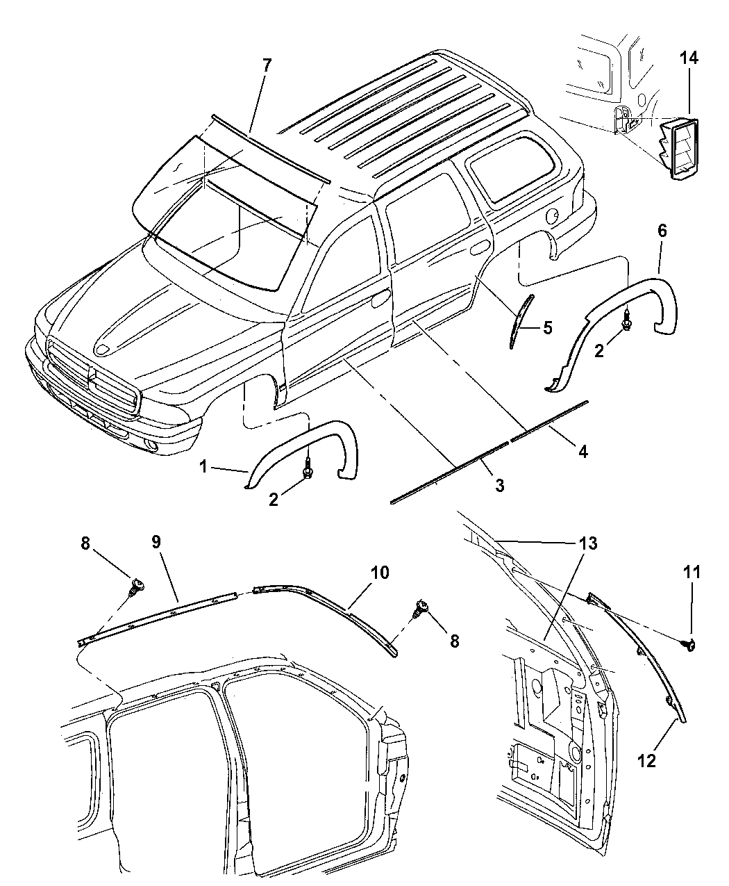 2000 Dodge Durango Moldings Mopar Parts Giant