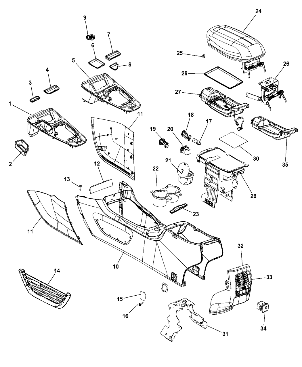 2019 Jeep Cherokee Floor Console Front Mopar Parts Giant