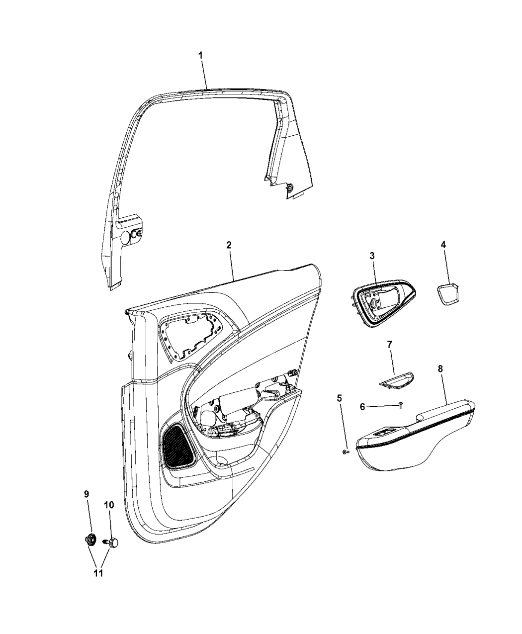 2017 Chrysler 200 Rear Door Trim Panel