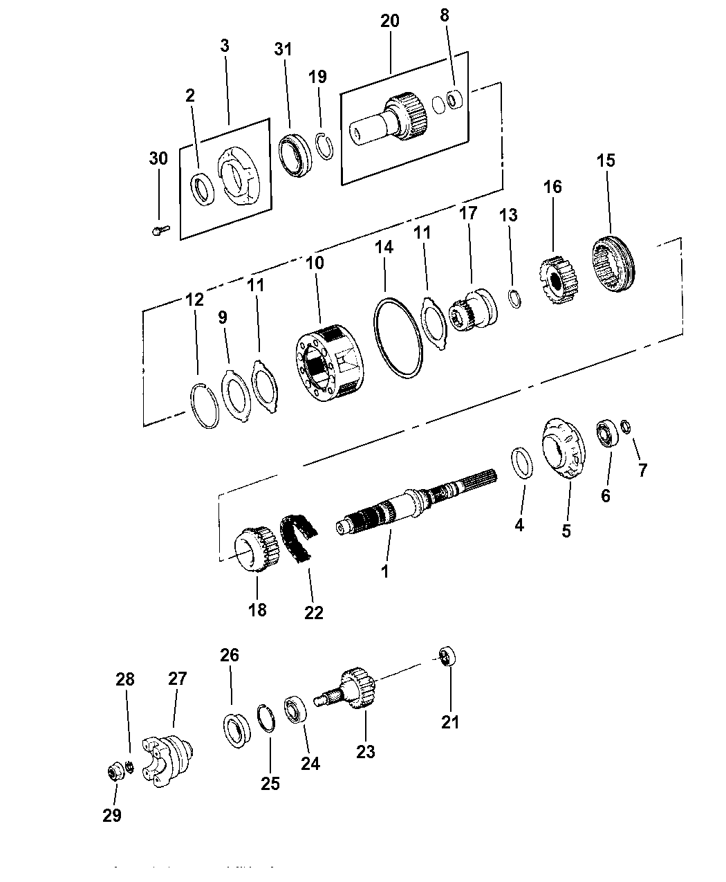 1999 Jeep Wrangler Gear Train of Transfer Case Model