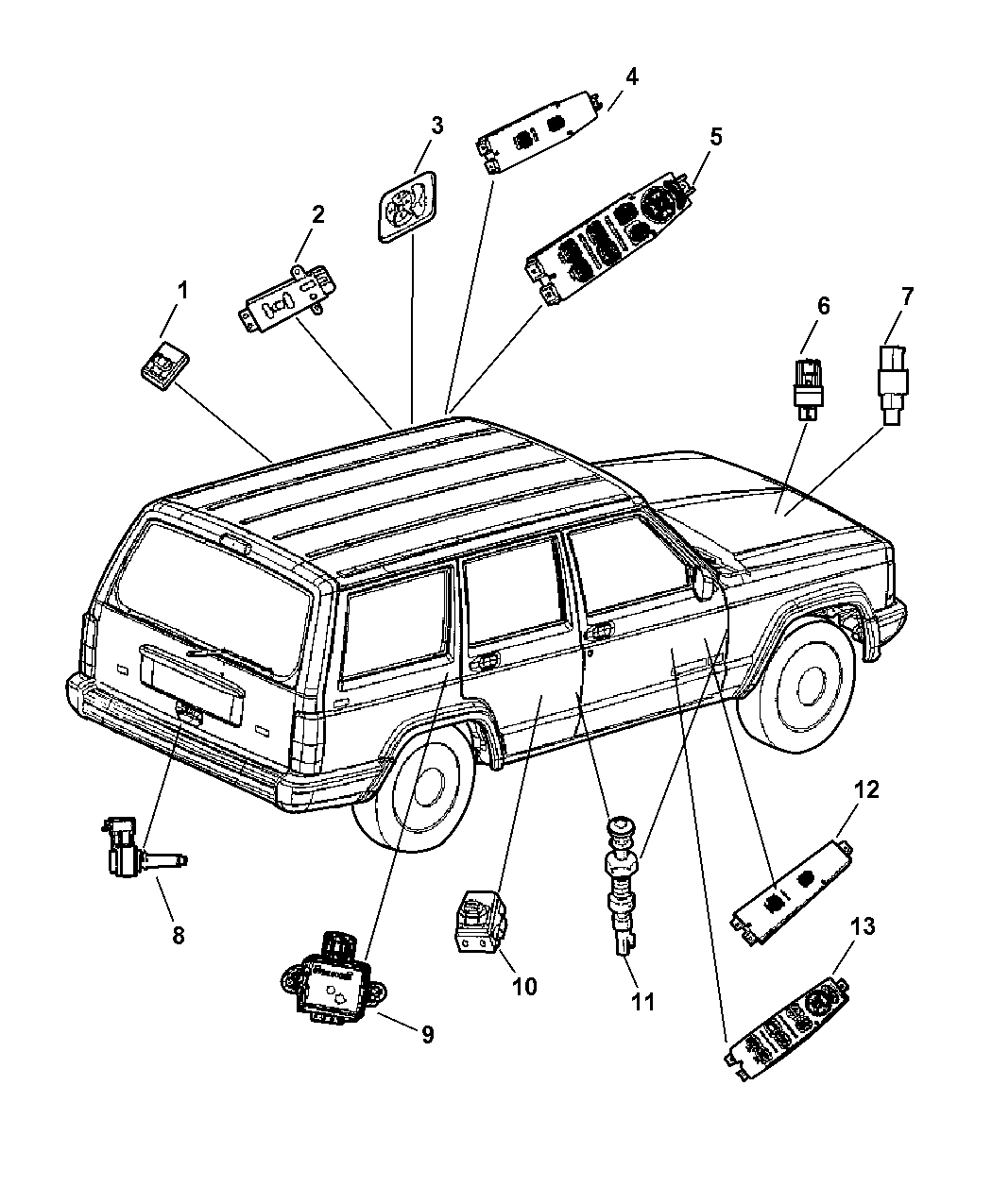 2001 Jeep Cherokee Switches Body