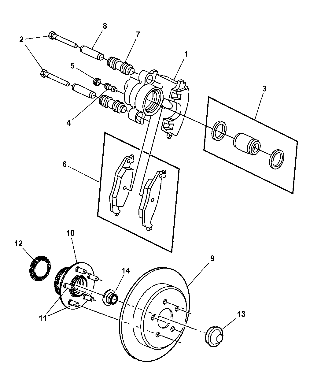 2004 Chrysler PT Cruiser Brakes, Rear Disc Mopar Parts Giant