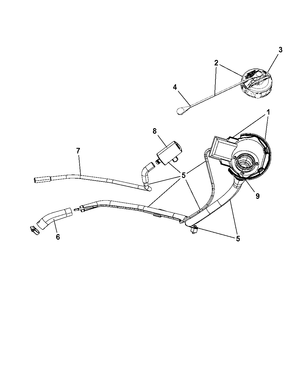 2008 Chrysler Aspen Fuel Filler Tube & Related