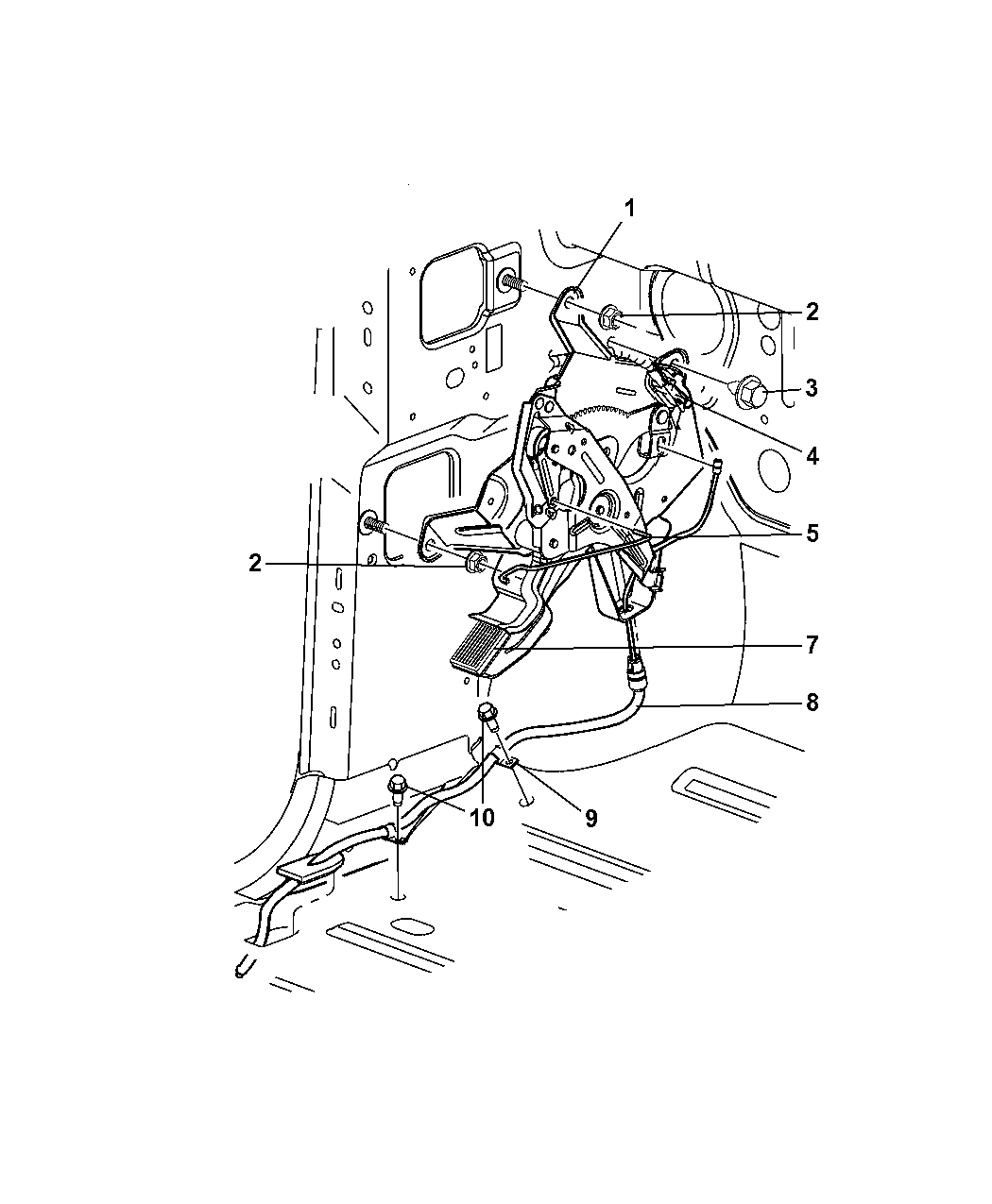 2008 Chrysler Aspen Park Brake Lever Assembly & Cable, Front