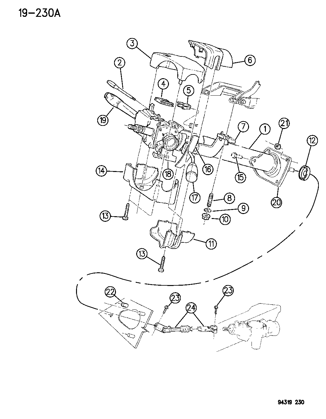 1995 Dodge Ram 2500 Column, Steering Upper And Lower