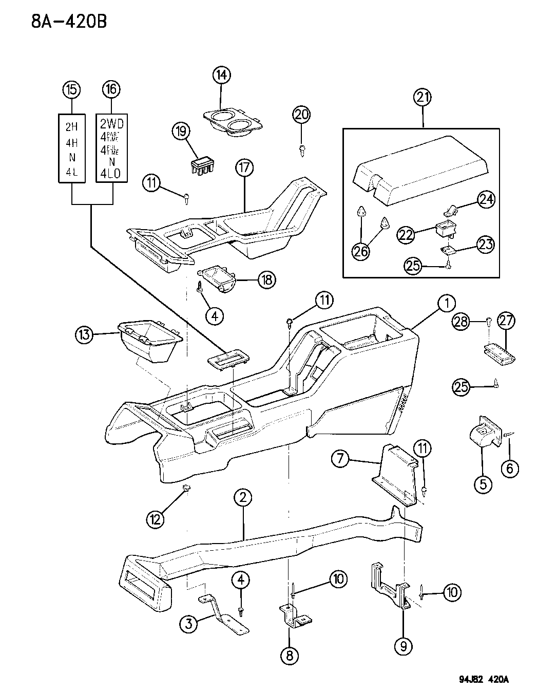 1994 Jeep Cherokee Console Mopar Parts Giant