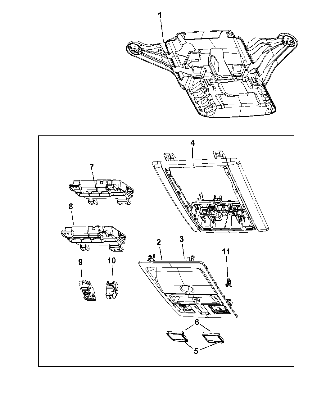 6AE52DX9AA Genuine Ram HOUSINGOVERHEAD CONSOLE