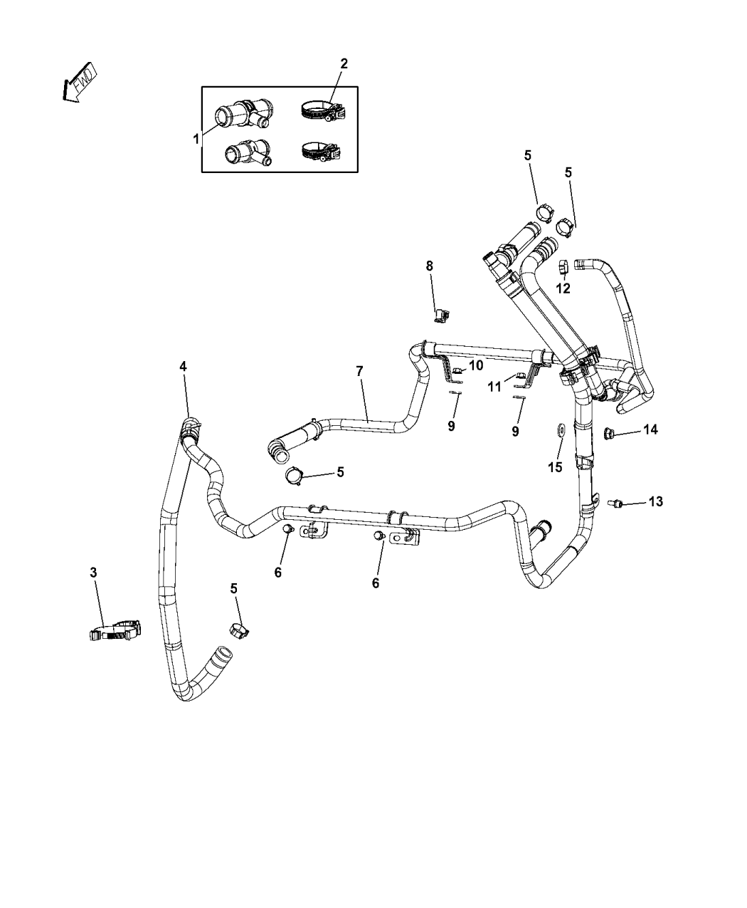 thumbnail image 2 of Mopar Heater Return Hose For 2014-2019 RAM ProMaster 1500 2500 3500 – OEM 52014856AE 2 of 4