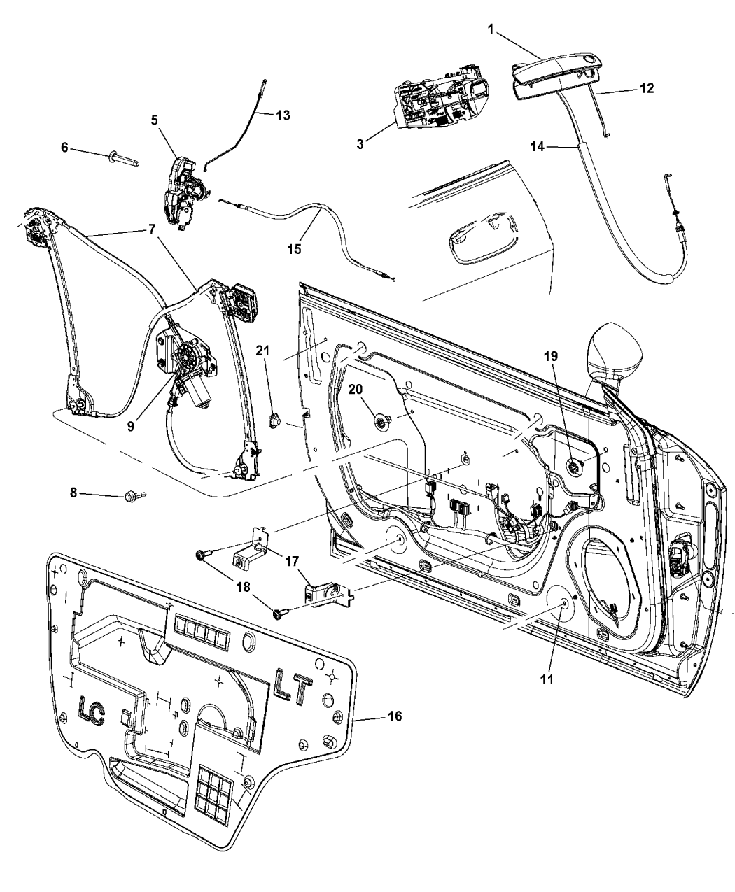 2019 Dodge Challenger Front Door, Hardware Components