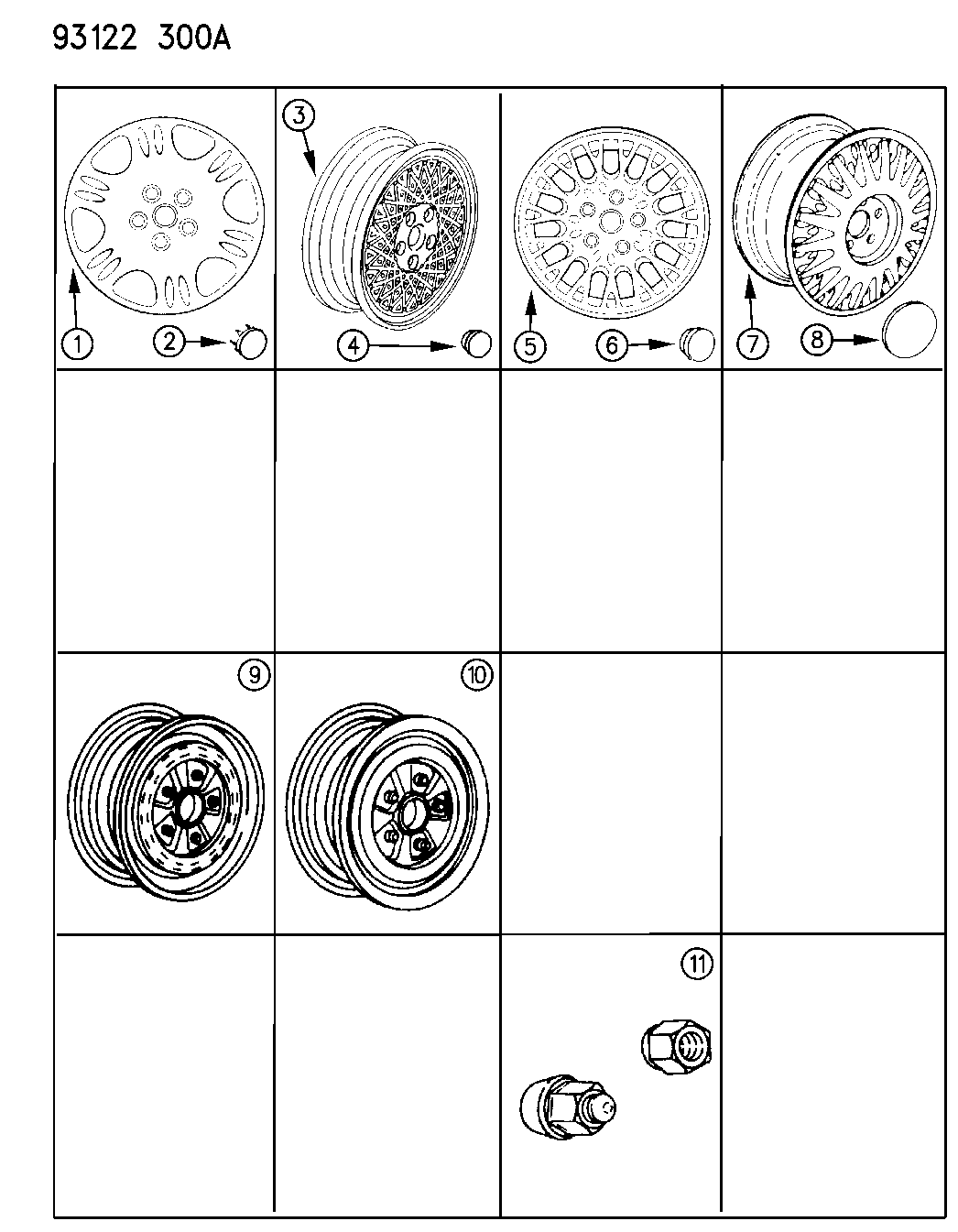 1993 Chrysler LeBaron GTC Wheels, Caps And Nuts
