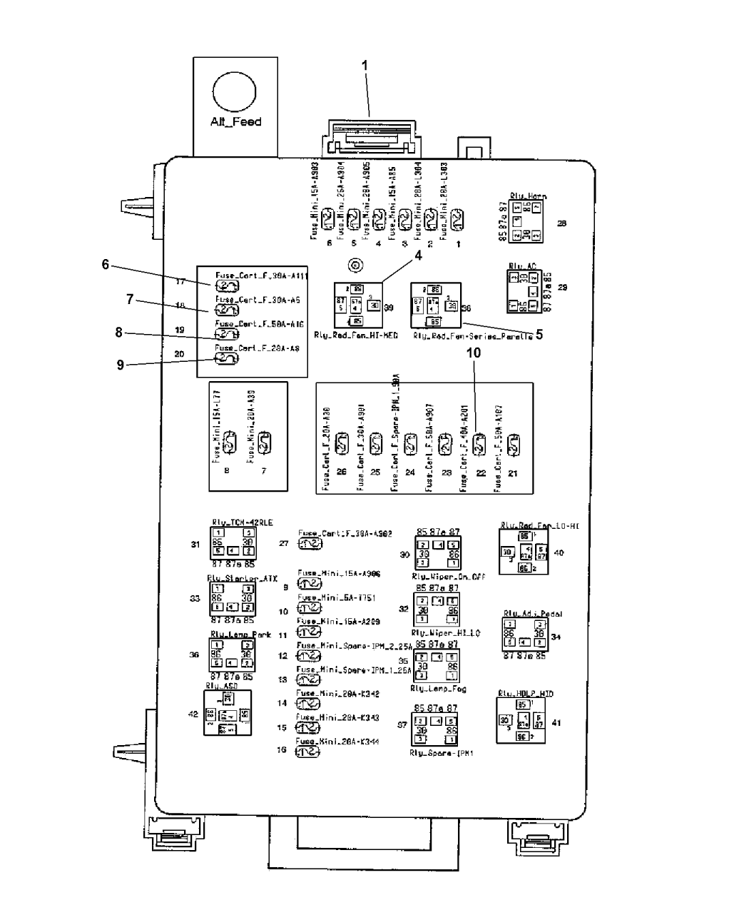2012 Dodge Charger Power Distribution Center, Relays & Fuses