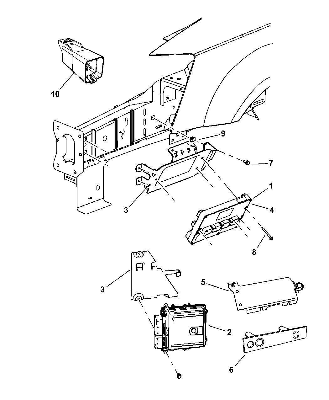 2008 Dodge Grand Caravan Modules Engine Compartment