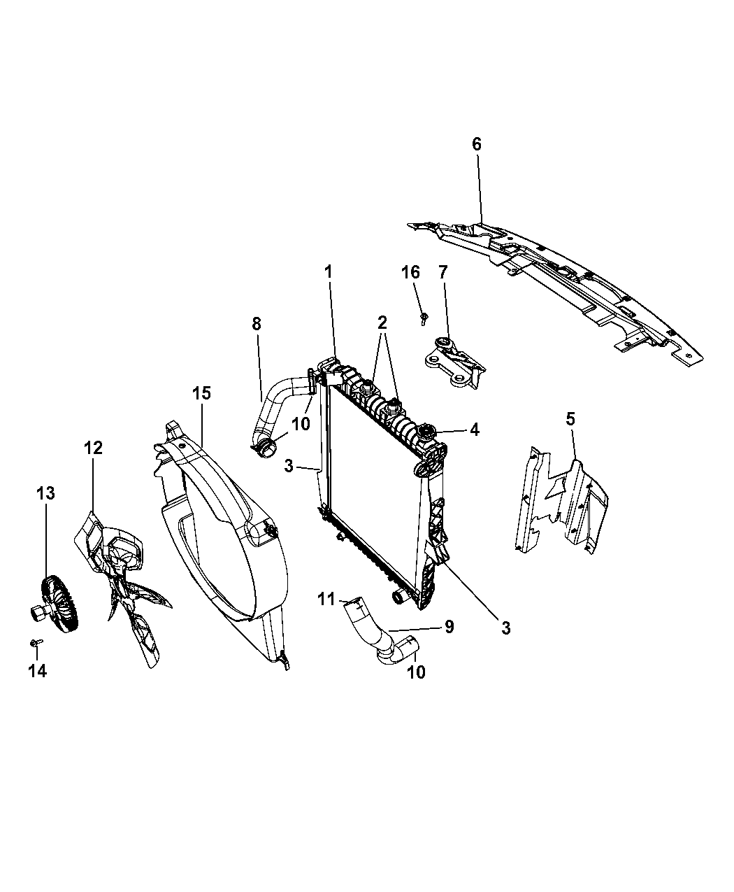2008 Chrysler Aspen Radiator & Related Parts