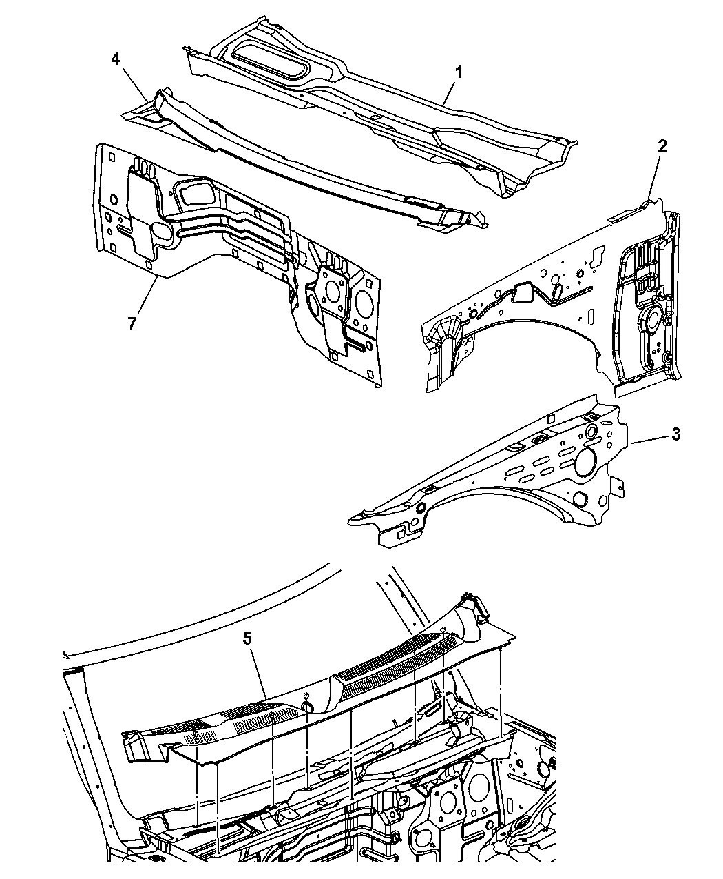 2007 Jeep Commander Panels Cowl & Dash Mopar Parts Giant