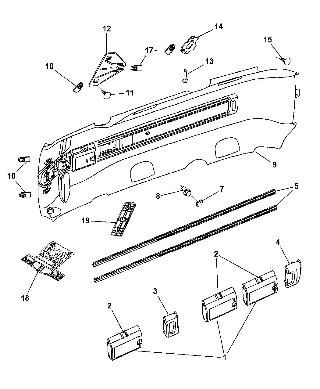 2005 Dodge Caravan Headliner Rail System Mopar Parts Giant