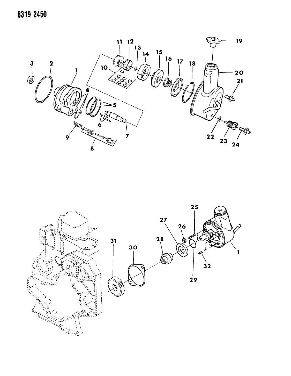 1989 Dodge Ramcharger Power Steering Pump & Attaching Parts