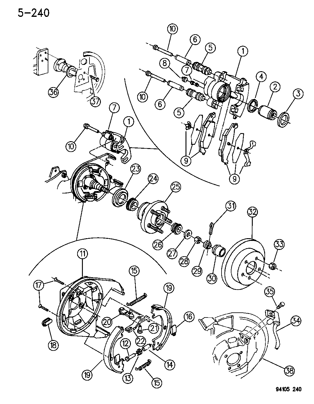 1995 Chrysler LeBaron Brakes, Rear Disc Mopar Parts Giant