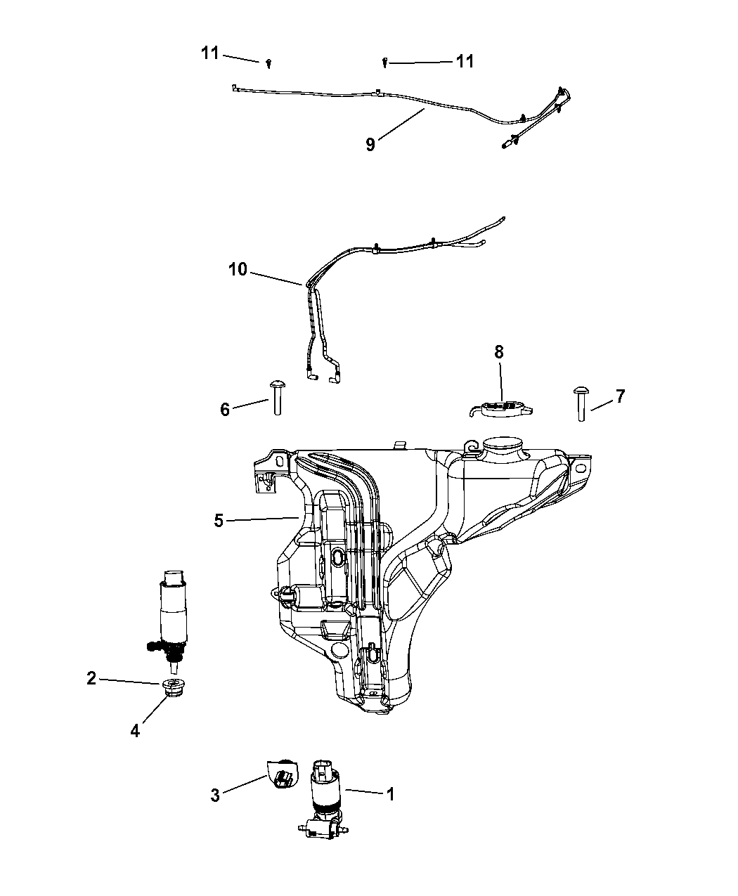 2008 Chrysler Aspen Washer System Front