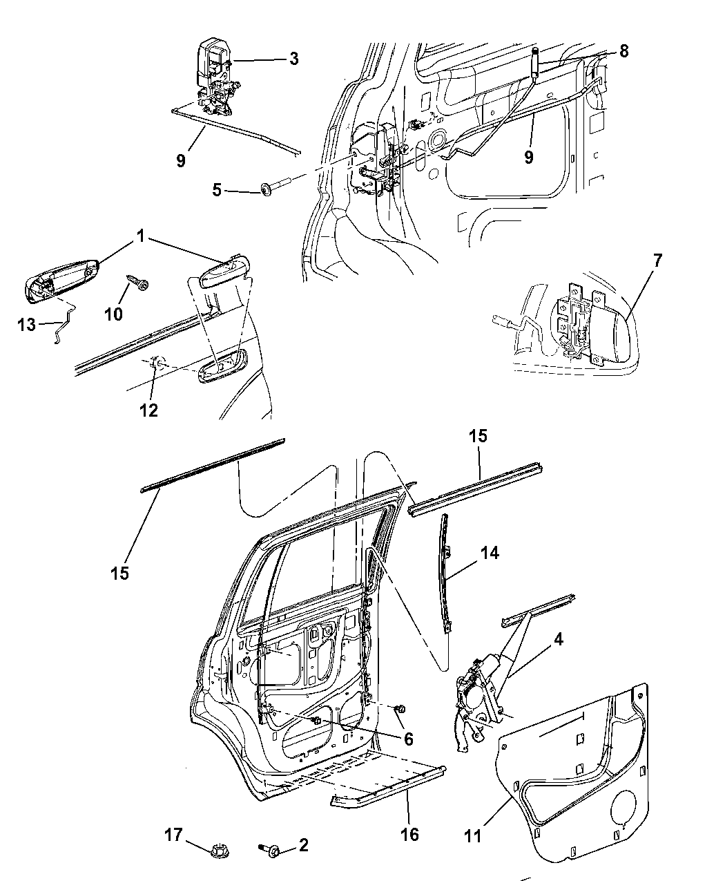 2008 Chrysler Aspen Rear Door - Hardware Components