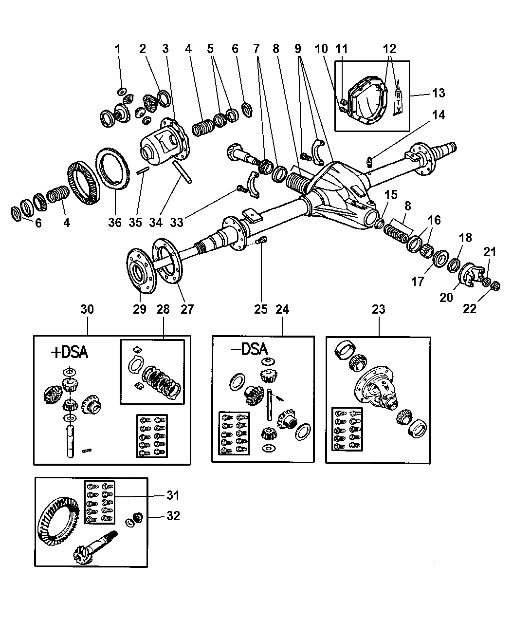2001 Dodge Ram 3500 Regular Cab Axle, Rear, With Differential Parts