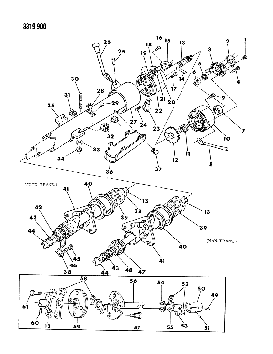 1989 Dodge Ramcharger Column, Steering NonTilt Upper & Lower
