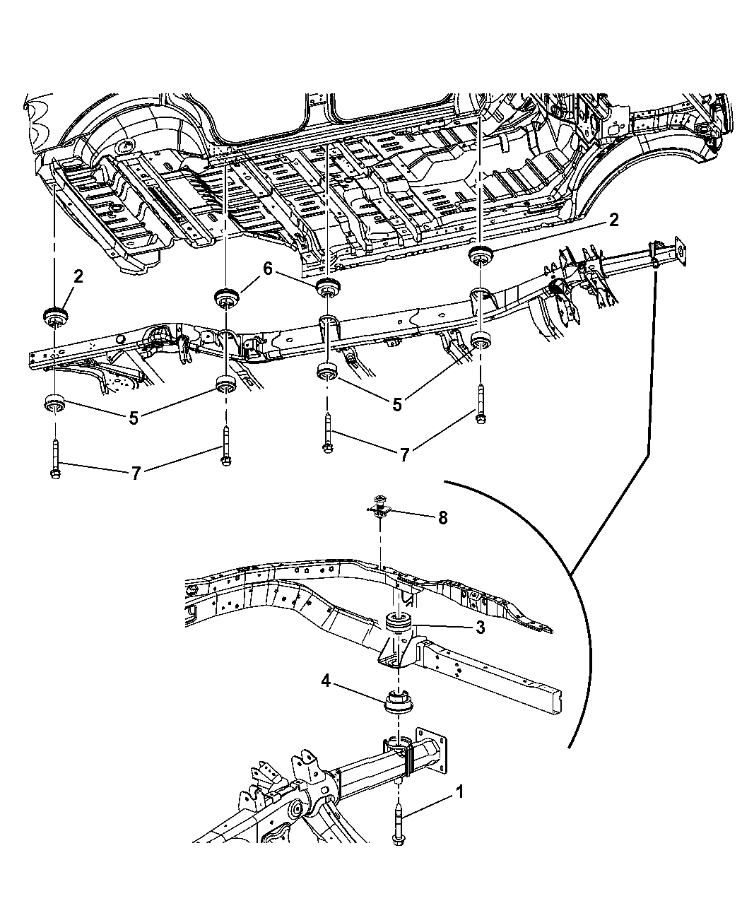 2008 Chrysler Aspen Body Hold Down