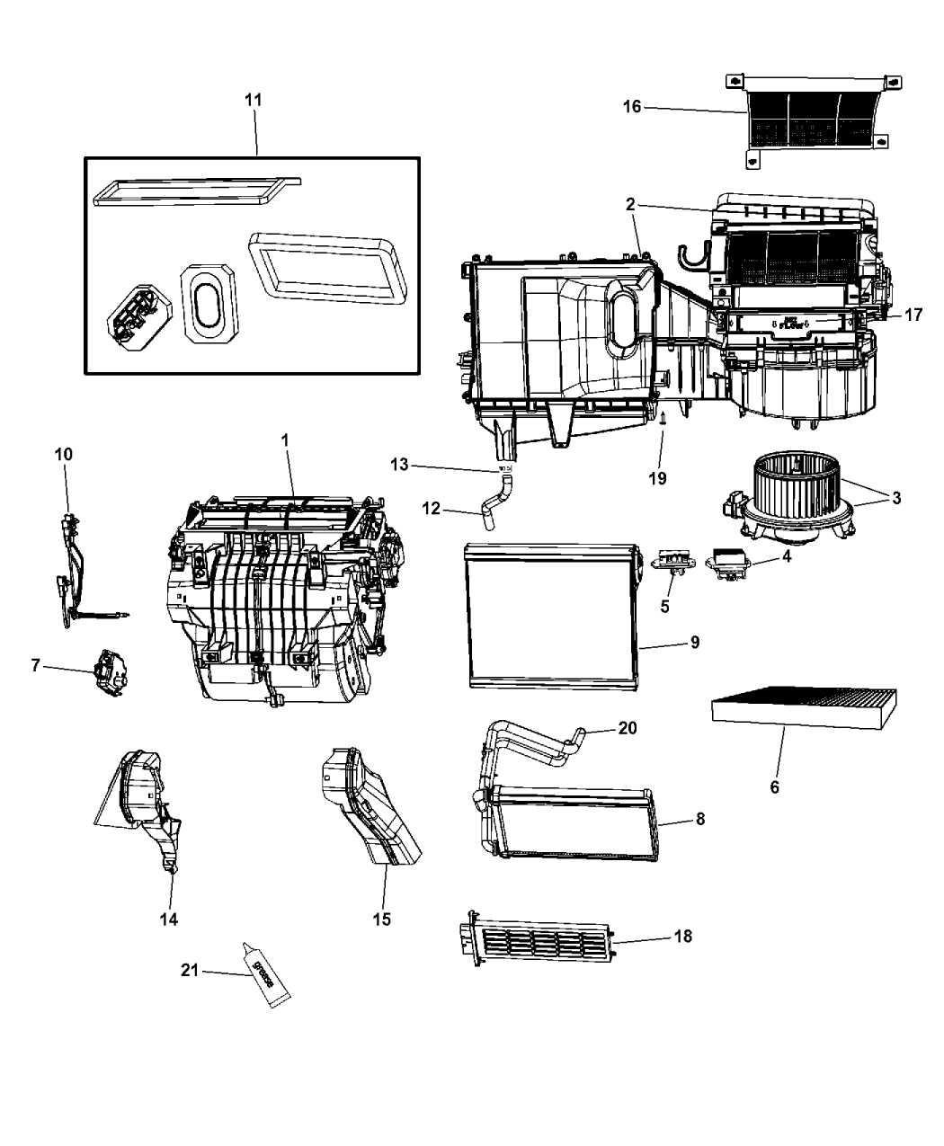2012 Chrysler 200 A/C & Heater Unit Mopar Parts Giant