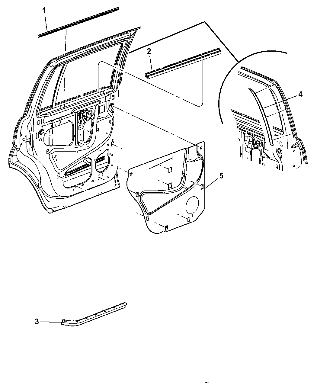 2008 Chrysler Aspen Weatherstrips - Rear Door