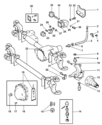 1998 dodge ram 1500 front axle