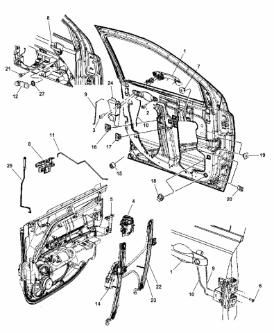 Front Door, Hardware Components - 2014 Jeep Patriot