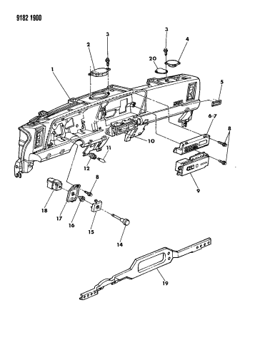 Instrument Panel- Panel, Speakers & Switches - 1989 Chrysler LeBaron GTC