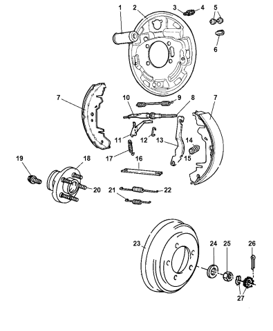 Brakes, Rear Drum - 2005 Dodge Caravan
