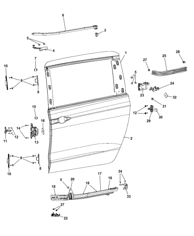 Sliding Door, Shell And Hinges - 2017 Chrysler Pacifica