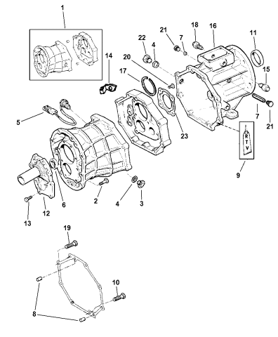 Case & Related Parts of Manual Transmission - 1999 Jeep Wrangler