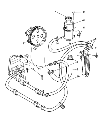 Power Steering Hoses And Reservoir - 2003 Jeep Liberty