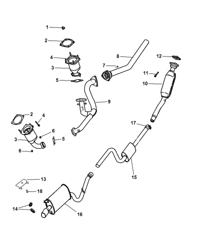 2004 Chrysler Sebring Sedan Convertible Exhaust System