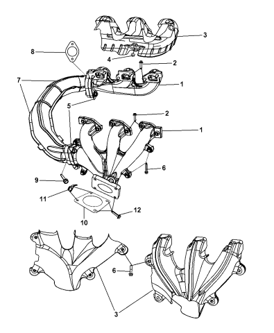 Exhaust Manifolds & Heat Shields - 2008 Dodge Grand Caravan