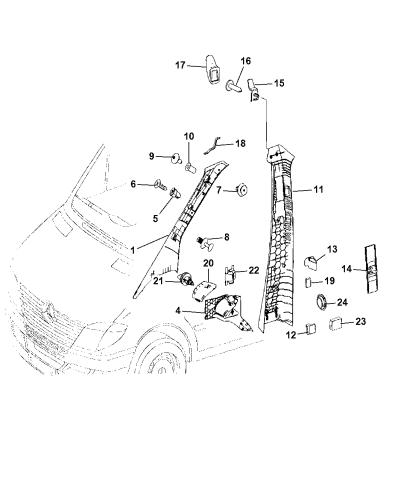 Interior Moldings And Pillars - Cargo And Passenger Van - 2009 Dodge ...