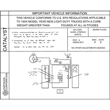 Mopar 52102934AA Emission Label 52102934AA Mopar Emission Label Illustration 1 of 1
