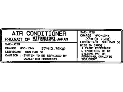 Mopar MR227224 Label-REFRIGERANT Caution